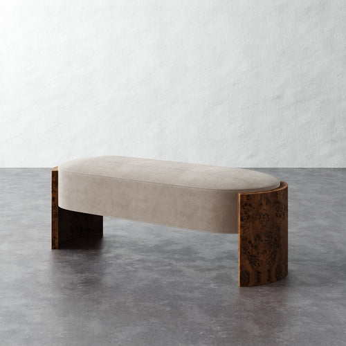 Benoit Upholstered Bench - Performance Velvet Oatmeal