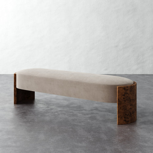 Benoit Upholstered Bench - Performance Velvet Oatmeal