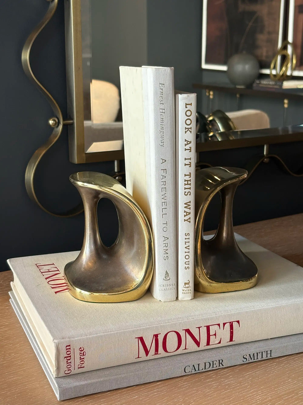 Ben Seibel Brass “Dumbbell” Bookends for Jenfred-Ware, c. 1950's