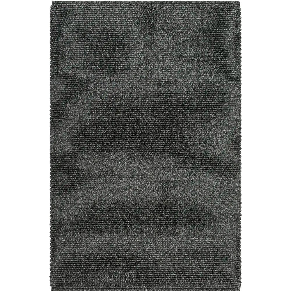Lemieux et Cie Tricot Handwoven Outdoor Rug in charcoal, textured rug with horizontal ribbed weave, shown on white studio backdrop.