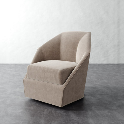 Bijou Swivel Chair - Performance Brushed Woven Velvet Dune