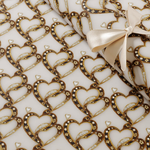 Lemieux et Cie Bijou Amour fancy wrapping paper: A romantic heart shaped composition inspired by the golden age of French haute joaillerie like Cartier and Van Cleef & Arpels