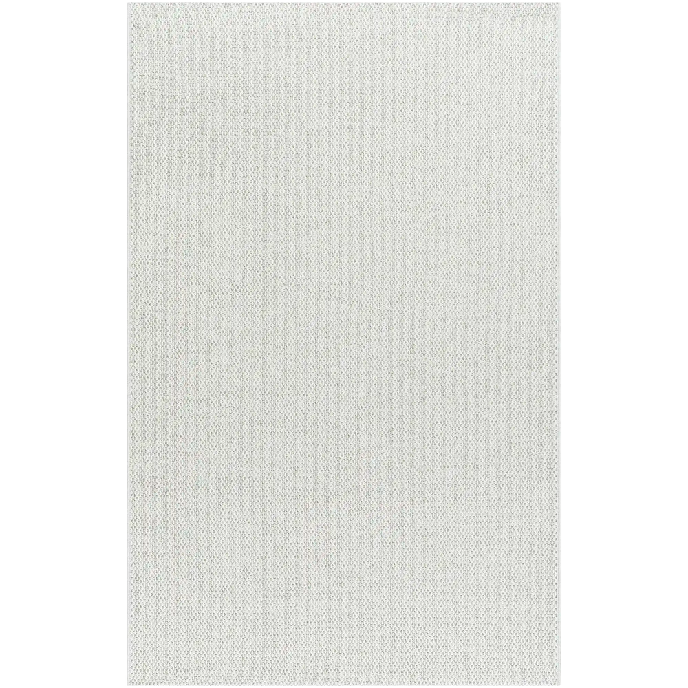 Lemieux et Cie Provence Outdoor Rug in cream melange, woven rug with textured diagonal weave pattern, shown on white studio backdrop