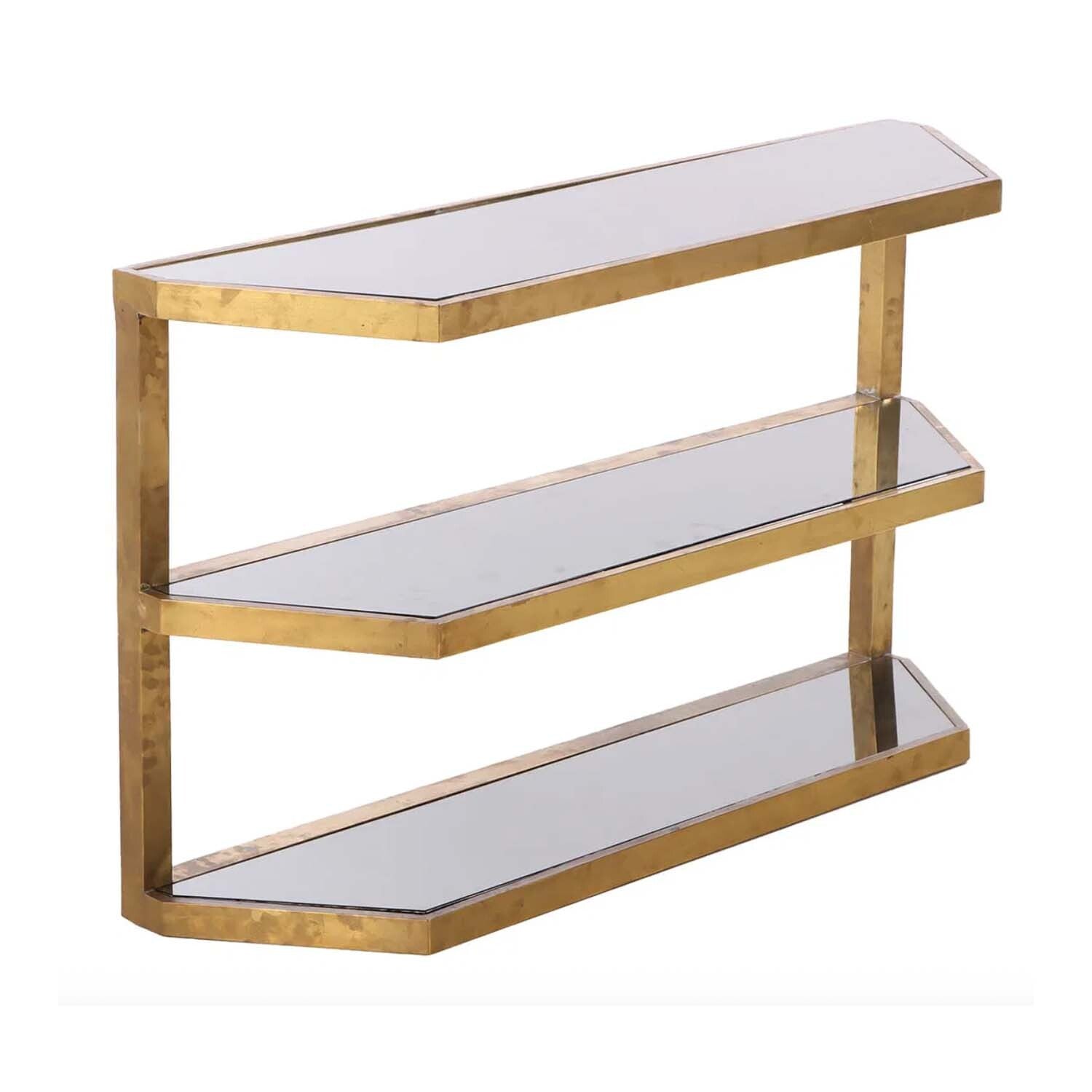 Three-Tier Italian Brass and Glass Console, c. 1970