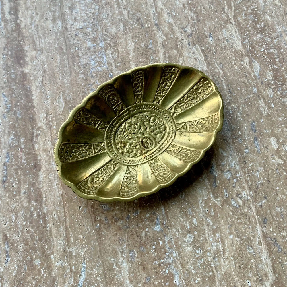 Vintage solid brass decorative ring dish
