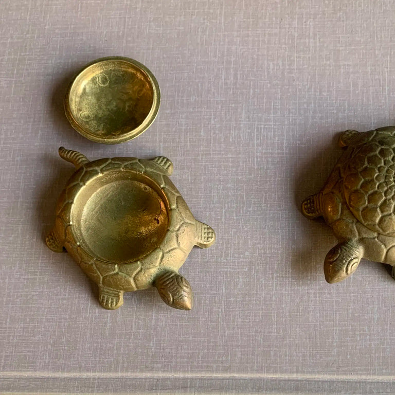 Set of 2 vintage Italian brass turtle dishes