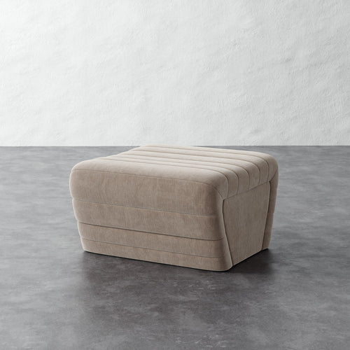 Brunoy Ottoman - Performance Brushed Woven Velvet Dune