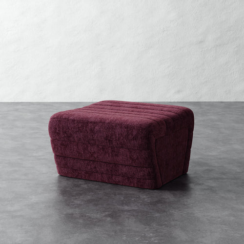 Brunoy Ottoman - Performance Matelasse Mulberry