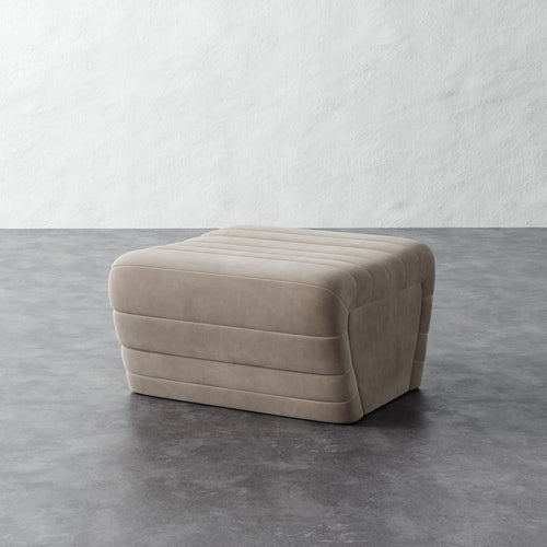 Brunoy Ottoman - Performance Velvet Oatmeal