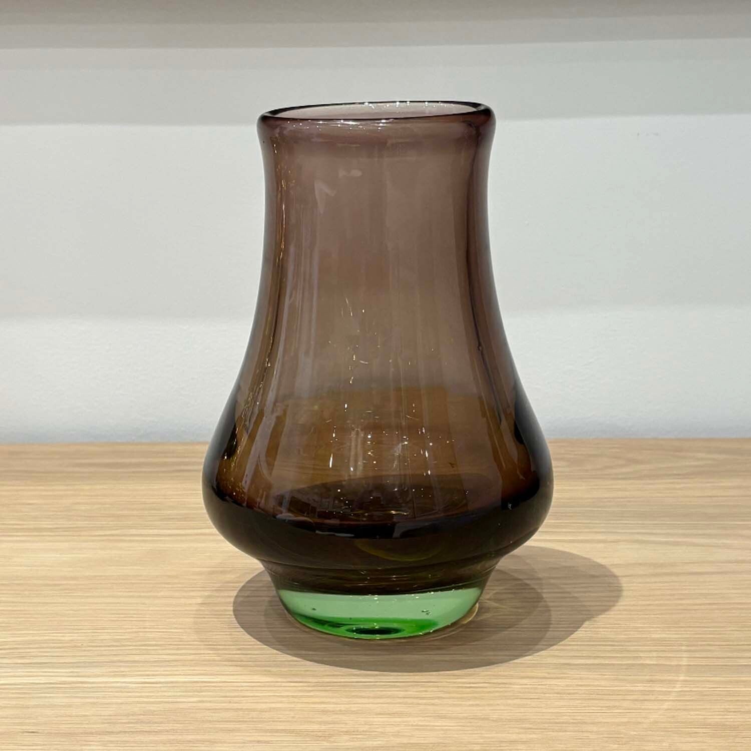Art Glass Vase in Smoke and Green Ombre