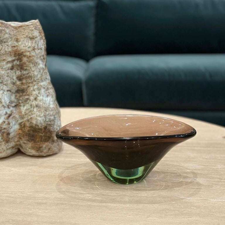 Art Glass Bowl in Smoke and Green Ombre