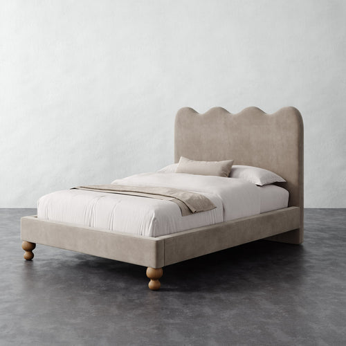 Celine Bed - Performance Velvet Oatmeal