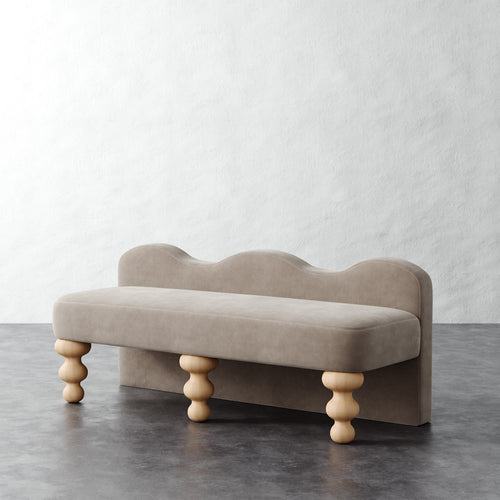 Celine Bench - Performance Velvet Oatmeal