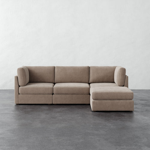 Chanaux 4pc Sectional - Performance Brushed Woven Velvet Dune