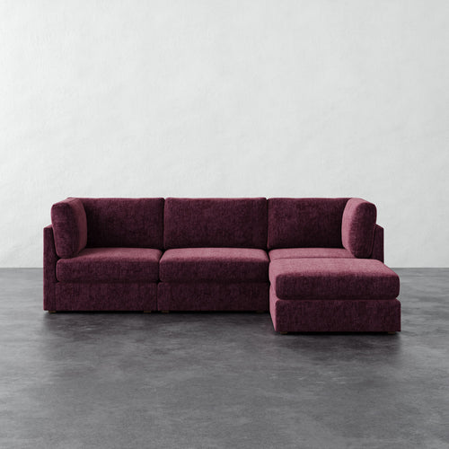 Chanaux 4pc Sectional - Performance Matelasse Mulberry