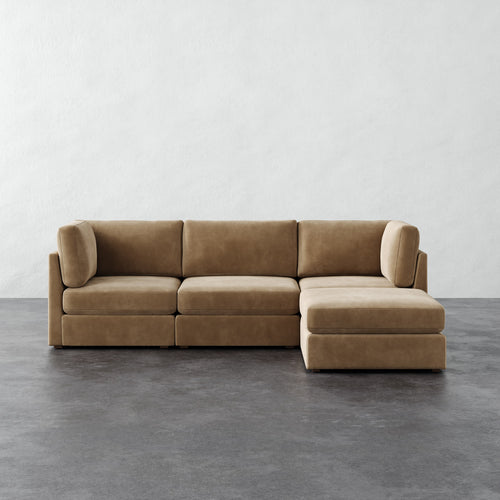 Chanaux 4pc Sectional - Performance Velvet Acorn
