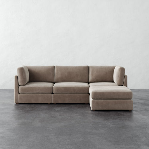 Chanaux 4pc Sectional - Performance Velvet Oatmeal
