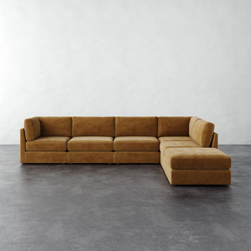 Chanaux 6pc Sectional - Mohair Brown Sugar