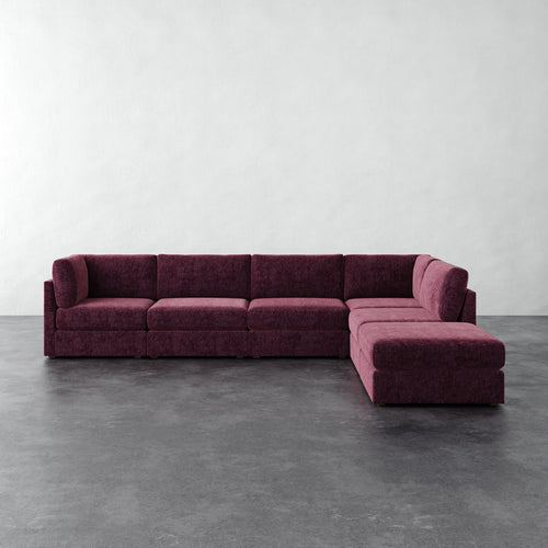 Chanaux 6pc Sectional - Performance Matelasse Mulberry