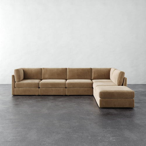 Chanaux 6pc Sectional - Performance Velvet Acorn