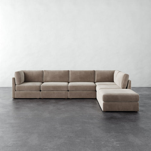 Chanaux 6pc Sectional - Performance Velvet Oatmeal