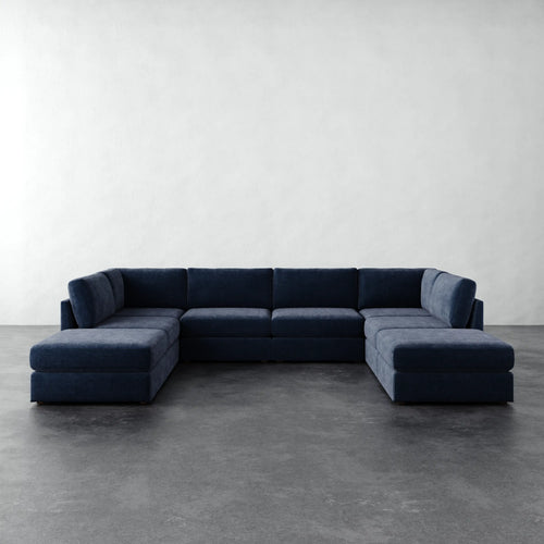 Chanaux 8pc Sectional - Indigo Strie Velvet