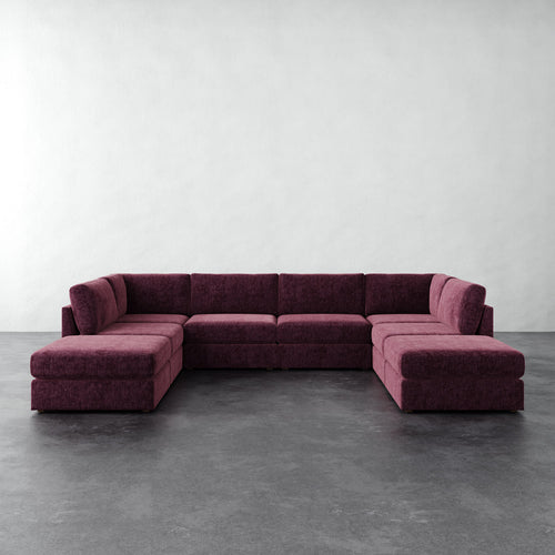 Chanaux 8pc Sectional - Performance Matelasse Mulberry