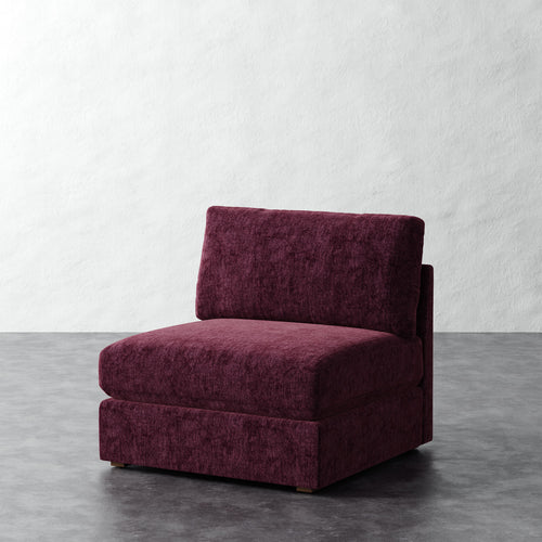 Chanaux Armless Chair - Performance Matelasse Mulberry