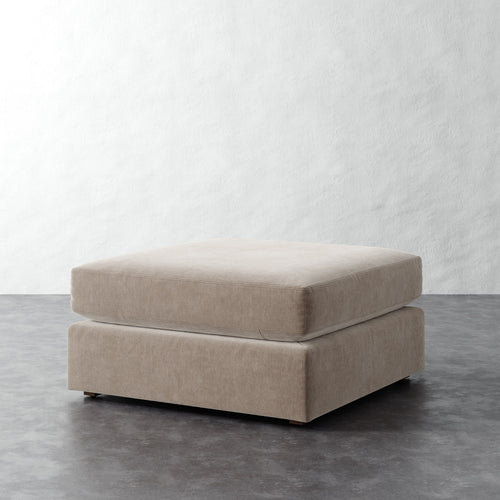Chanaux Ottoman - Performance Brushed Woven Velvet Dune