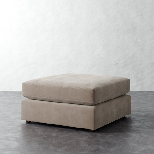 Chanaux Ottoman - Performance Velvet Oatmeal