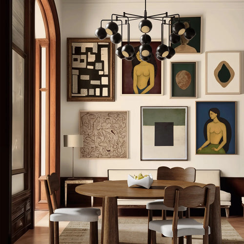 Artwork hanging in a dining room