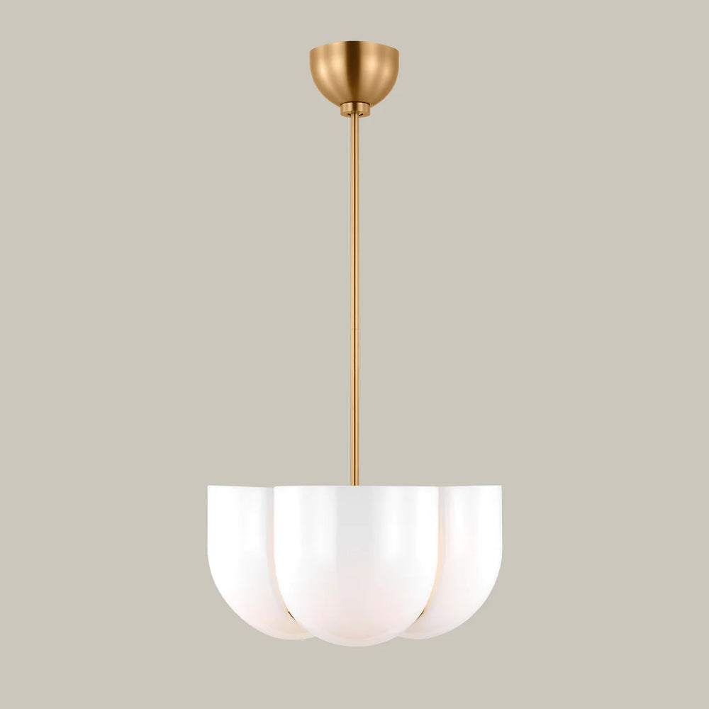 Lemieux et Cie Cheverny Collection extension rod kit, a burnished brass designer lighting accessory being used with the Cheverny Large Pendant.