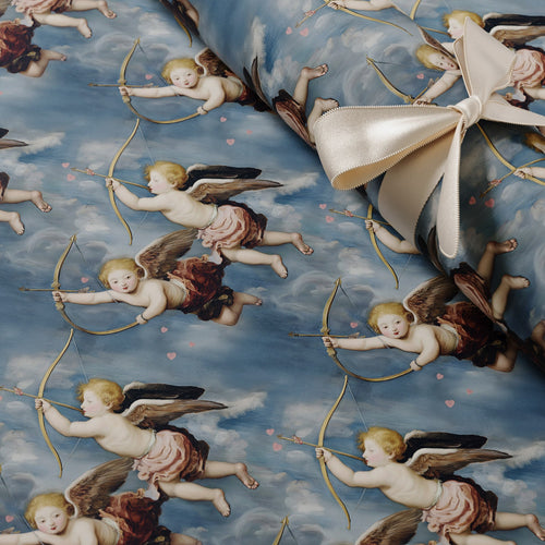 Lemieux et Cie Cupids Bow luxury wrapping paper inspired by Renaissance and Baroque art, when cherubs symbolized love, joy, and romance