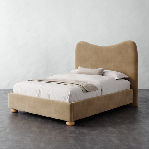 Danielle Bed - Performance Velvet Acorn