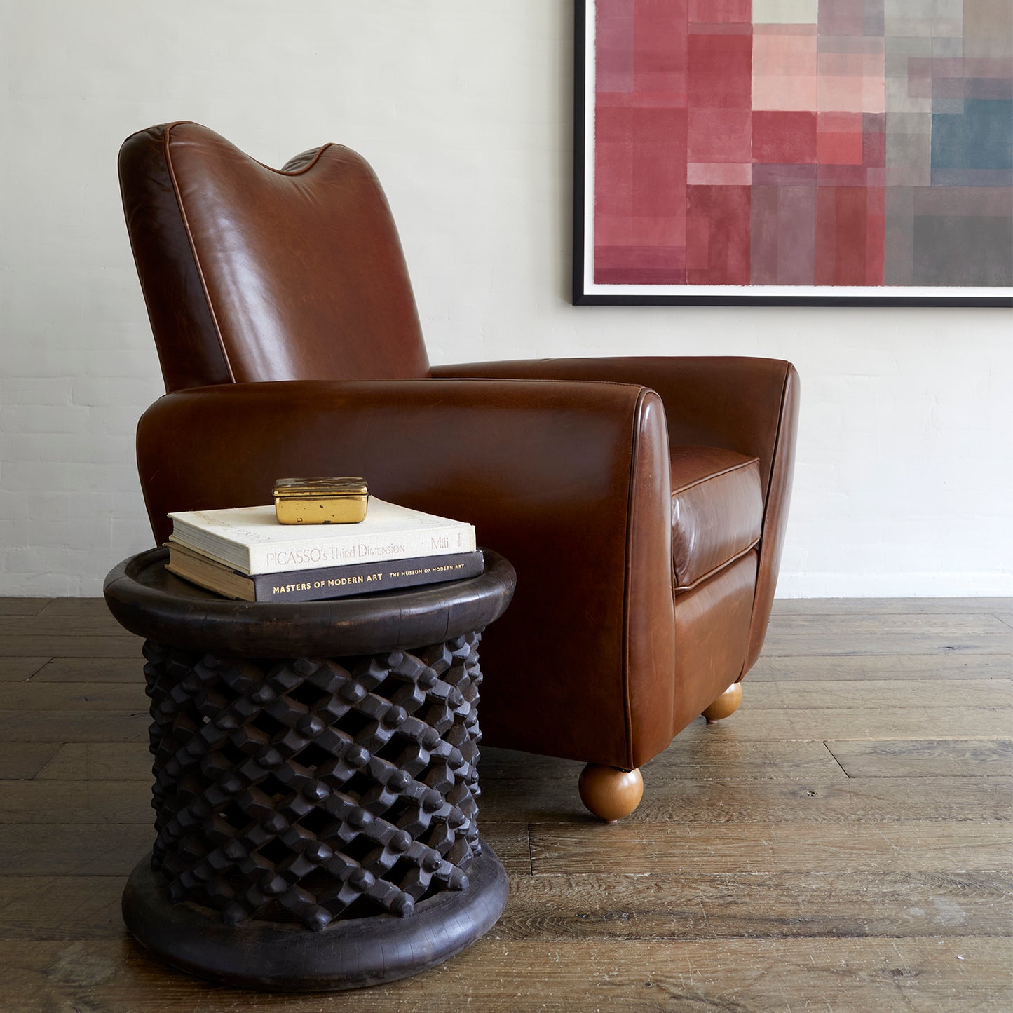 Large Carved Wood Side Table from Cameroon