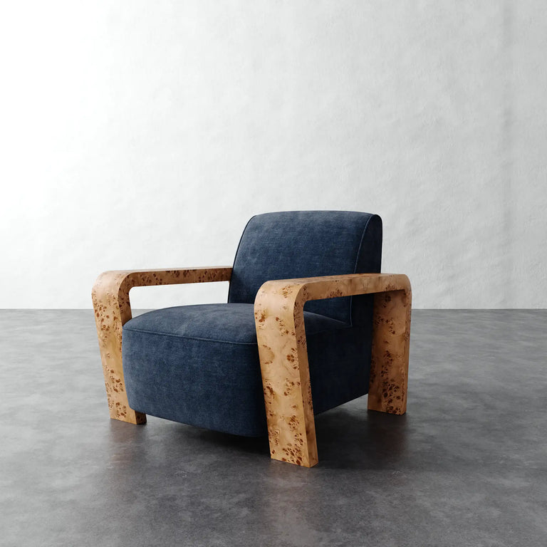Dumas Chair - Indigo Strie Velvet