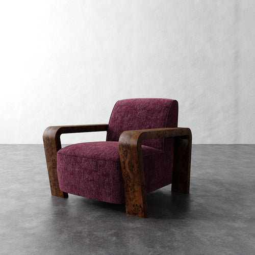 Dumas Custom Upholstered Chair - Performance Matelasse Mulberry