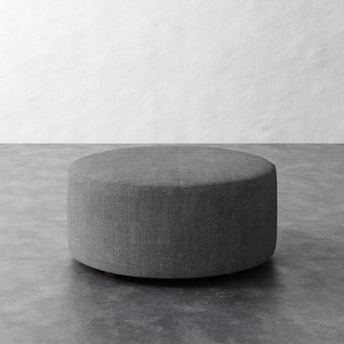 Fabien 36in Round Ottoman - Chunky Basket Pewter