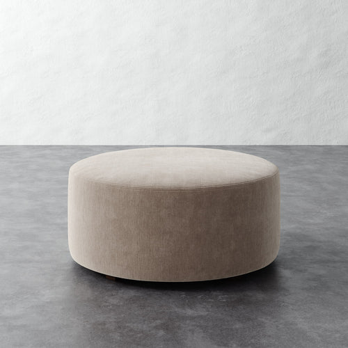 Fabien 36in Round Ottoman - Performance Brushed Woven Velvet Dune