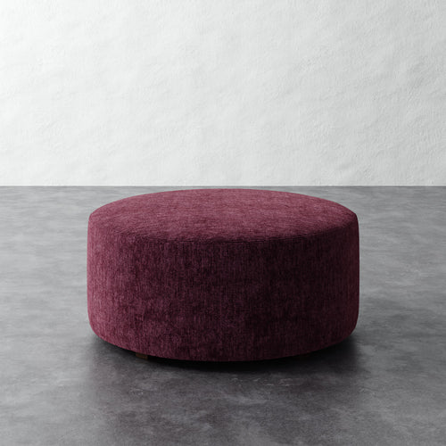 Fabien 36in Round Ottoman - Performance Matelasse Mulberry