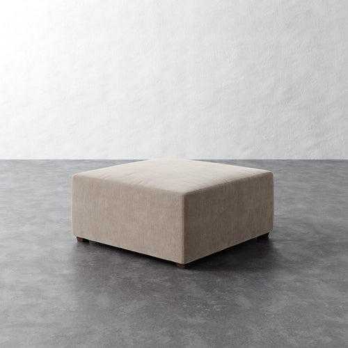 Fabien 36in Square Ottoman - Performance Brushed Woven Velvet Dune