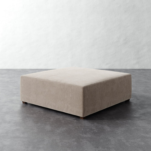 Fabien 48in Square Ottoman - Performance Brushed Woven Velvet Dune