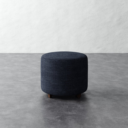 Fabien Round Pull Up Ottoman - Chunky Basket Indigo