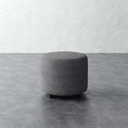 Fabien Round Pull Up Ottoman - Chunky Basket Pewter