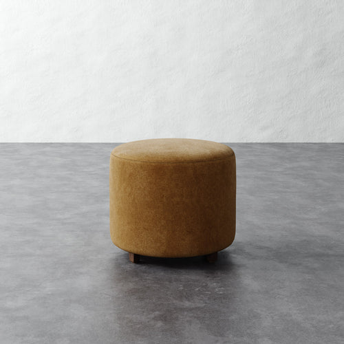 Fabien Round Pull Up Ottoman - Mohair Brown Sugar