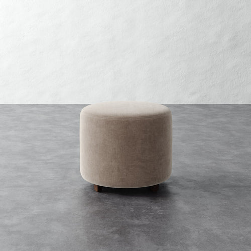 Fabien Round Pull Up Ottoman - Performance Brushed Woven Velvet Dune