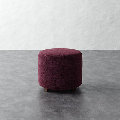 Fabien Round Pull Up Ottoman - Performance Matelasse Mulberry