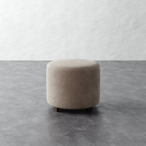 Fabien Round Pull Up Ottoman - Performance Velvet Oatmeal