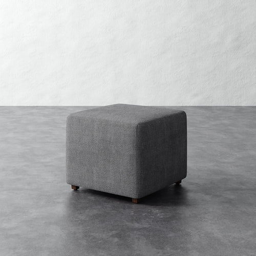 Fabien Square Pull Up Ottoman - Chunky Basket Pewter
