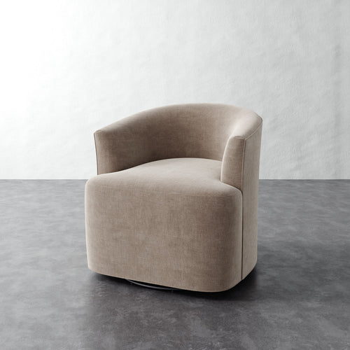 Garnier Swivel Chair - Performance Brushed Woven Velvet Dune